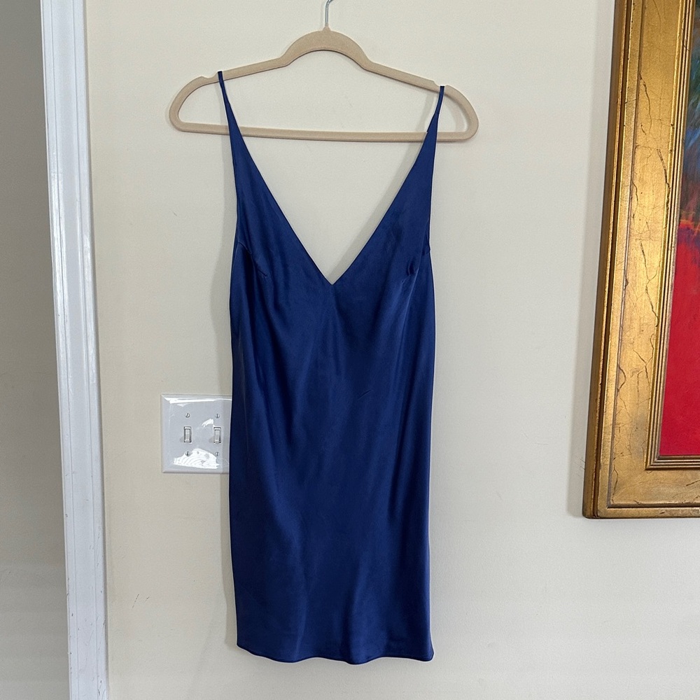 Victoria's Secret 100% SILL Sapphire Blue Slip Chemise, M